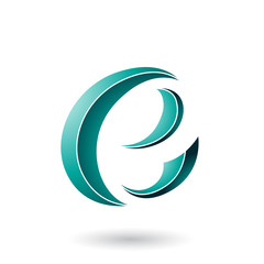 Persian Green Striped Crescent Shape Letter E Illustration