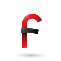 Red and Black Bold Curvy Letter F Illustration