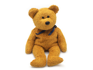 teddy bear doll on white background.