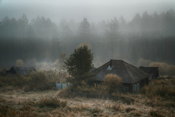 house in fog