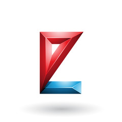 Red and Blue 3d Geometrical Embossed Letter E Illustration