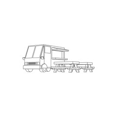 Food Truck with bench table line art