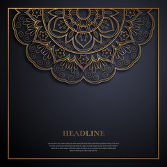 Gold and black greeting card template in retro style. Great design for any purposes: invitation, flyer, menu, brochure or leaflet