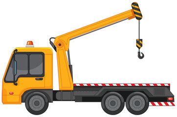 Tow truck with metal hook on white background