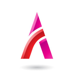 Red and Magenta Letter A with a Bowed Stick Illustration