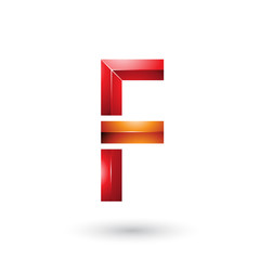 Red and Orange Geometrical Glossy Letter F Illustration