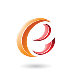 Orange and Red Glossy Crescent Shape Letter E Illustration