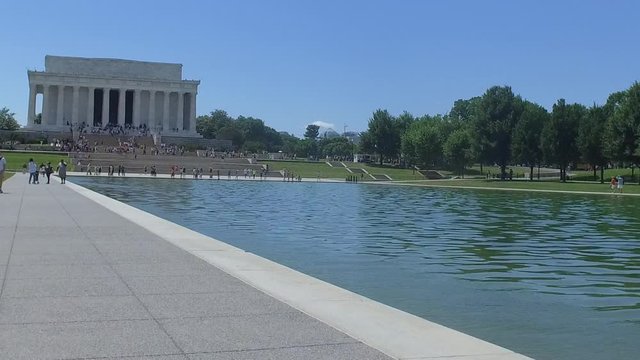Lincoln memorial moving camera shot Washington DC