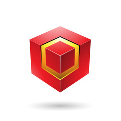 Red Bold Cube with Glowing Core Illustration