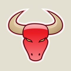 Red Strong Bull Icon Illustration
