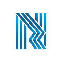 square line art initial letter N logo design vector graphic concept