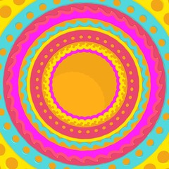 Decorative design element. Patterns with geometric ethnic ornament. Circular ornamental symbol. 3D rendering.