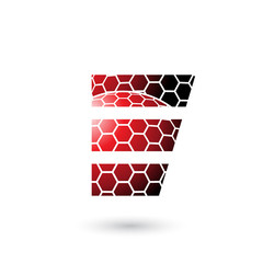 Red Letter E with Honeycomb Pattern Illustration