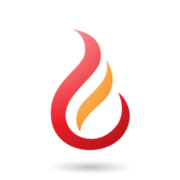 Red Letter E Shaped Fire Icon Illustration