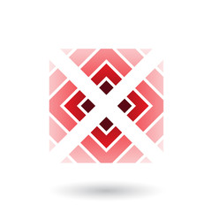 Obraz premium Red Letter X Icon with Square and Triangles Illustration