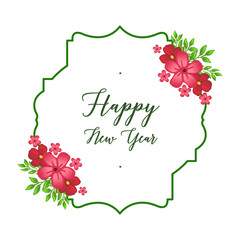 Card happy new year background with design pattern of red wreath frame. Vector