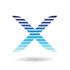 Rounded Striped Blue Icon for Letter X Illustration