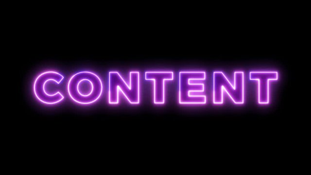 Neon light animation concept tex content. Flat animation of UI element available in 4K FullHD and HD video 2D render footage on black background.	
