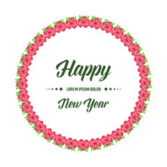 Obraz premium Banner design of happy new year, with drawing of red flower frame. Vector