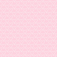 Hand drawn background with hearts. Seamless texture with abstract signs. Print for banners, flyers or posters