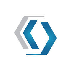 modern style geometric tech hexagonal logo design icon vector element