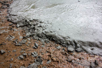 The mortar was poured on the floor after being mixed