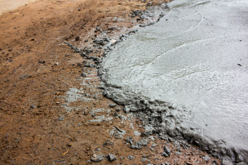 The mortar was poured on the floor after being mixed