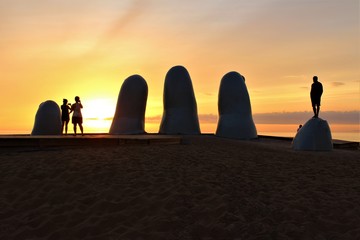Sunrise at Playa Brava beach in Punta del Este, Uruguay - obrazy, fototapety, plakaty