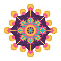 Isolated colored mandala over a white background - Vector