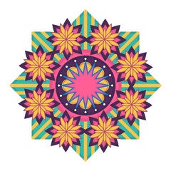 Fototapeta na wymiar Isolated colored mandala over a white background - Vector