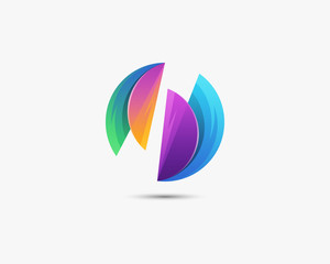 Circle Pieces Gradient. Abstract sides, pieces circle gradient logo design template.