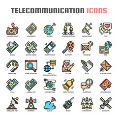 Communication , Thin Line and Pixel Perfect Icons