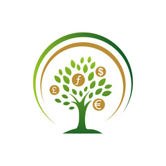 money tree vector logo design sign simbol vector illustration