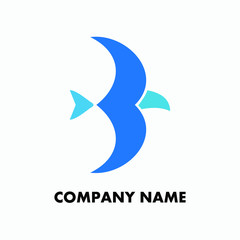 Flying blue bird vector logo design