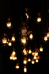 Fototapeta na wymiar retro style light bulbs in a nightclub