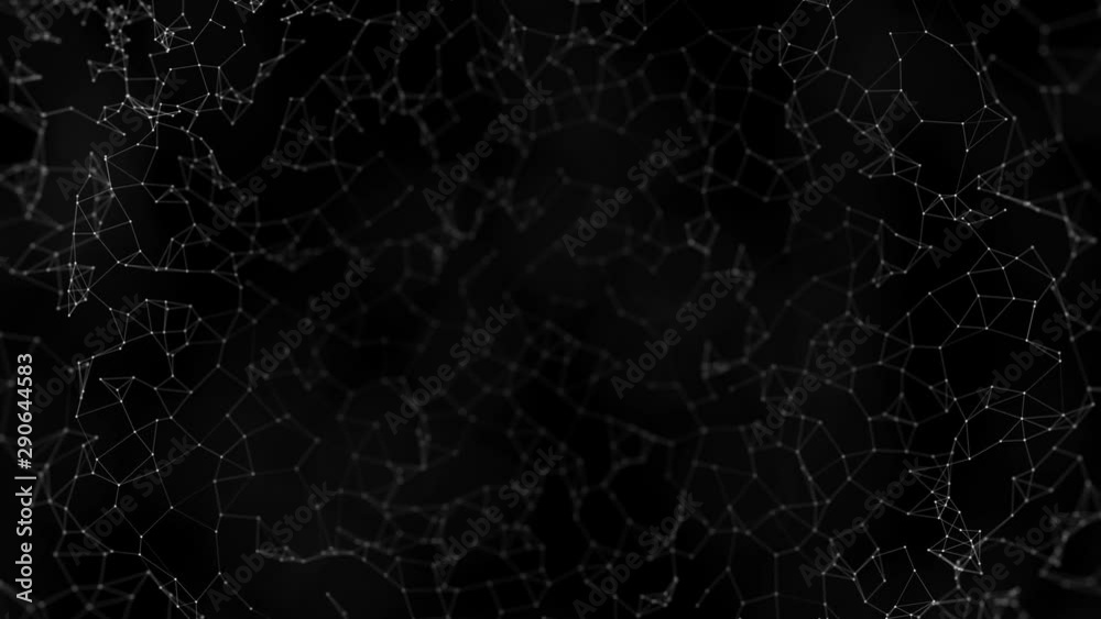 Poster abstract plexus structure of many glowing connected lines and particles. animation. creative technol