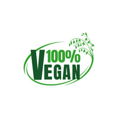 100% percent vegan logo a vegetarian vector icon green element