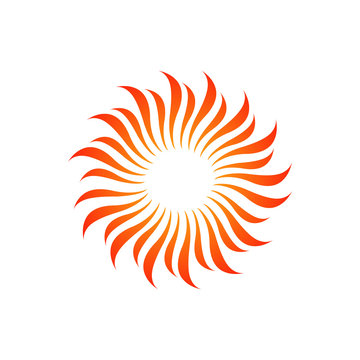orange yellow Sun logo design vector icon illustration