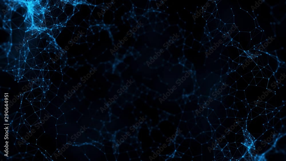 Poster abstract plexus structure of many glowing connected lines and particles. animation. creative technol