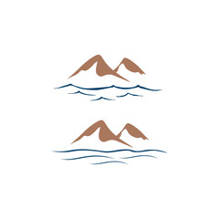 Modern Simple water and Mountain logo design vector