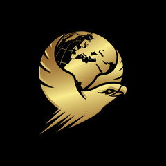globe and eagle head logo design vector business concept