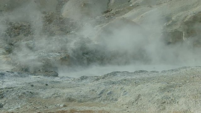 Steaming hot water volcanic activity happening.