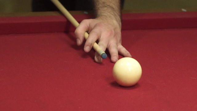 pool table billiards cue ball being struck