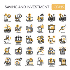 Saving and Investment , Thin Line and Pixel Perfect Icons