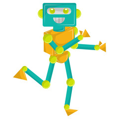 Happy robot toy on a white background - Vector