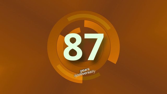 87 Years Anniversary Digital Tech Circle Gold Background