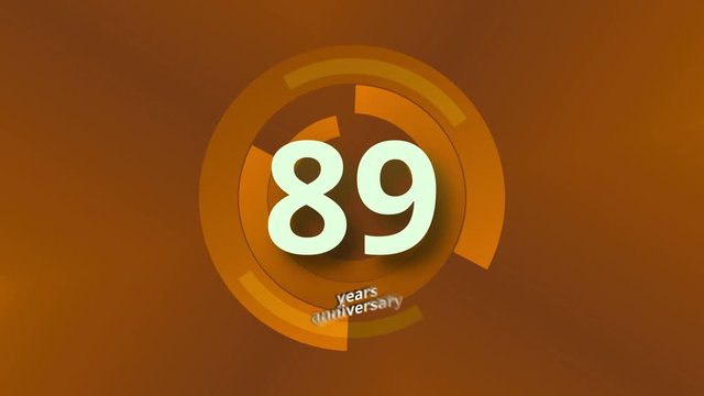 89 Years Anniversary Digital Tech Circle Gold Background