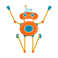 Sad robot toy on a white background - Vector