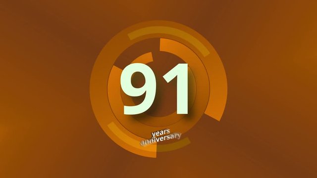 91 Years Anniversary Digital Tech Circle Gold Background