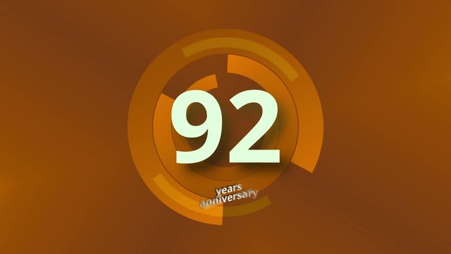 92 Years Anniversary Digital Tech Circle Gold Background